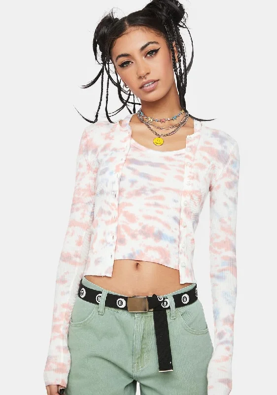 Online Clothing Stores Tie Dye Ribbed Twin Set