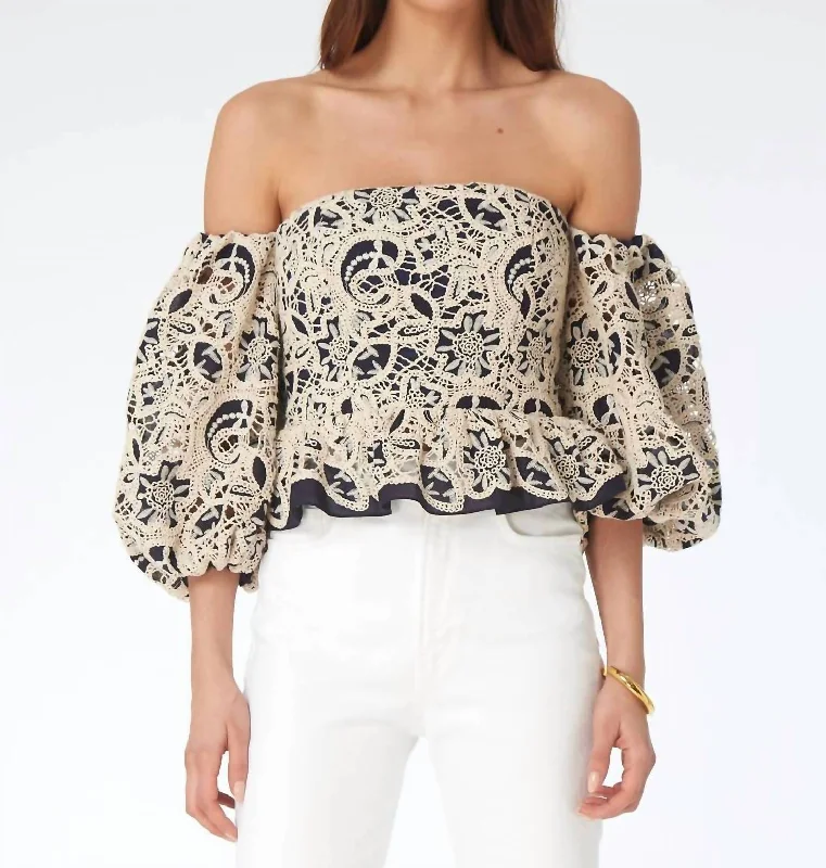 Fashion Sale Cora Top In Blue Paisley Embroidery