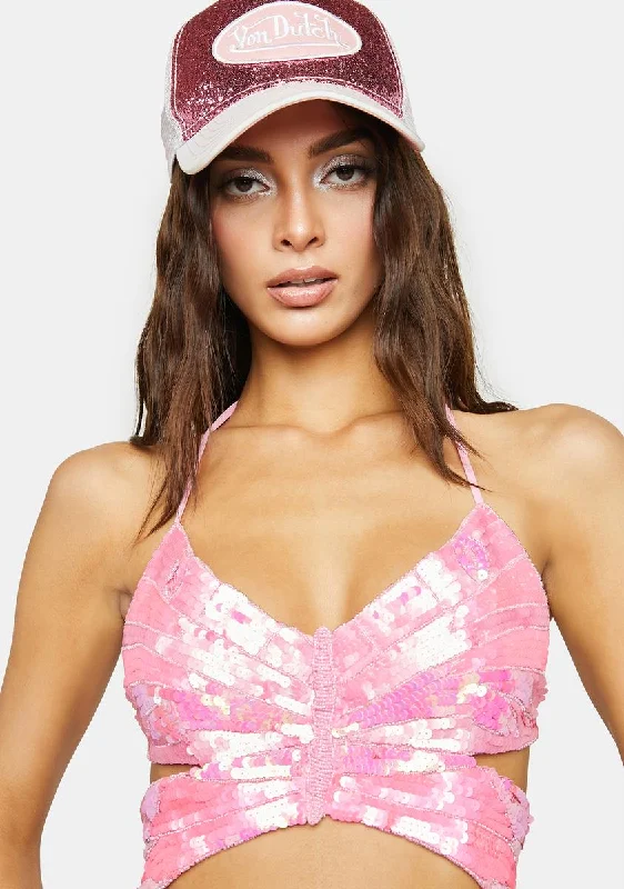 Explore What's New Playa Dreamin' Butterfly Top- Light Pink