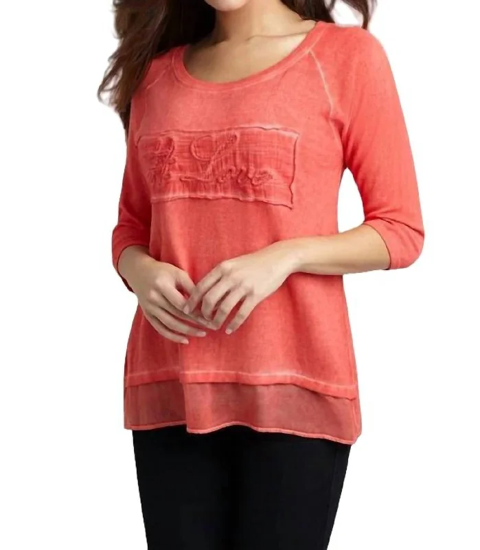 Valentine's Special Love Top In Coral