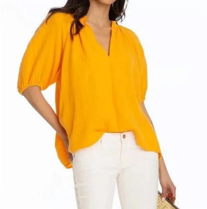 Online Boutiques Affordable Gauze Top In Nectarine