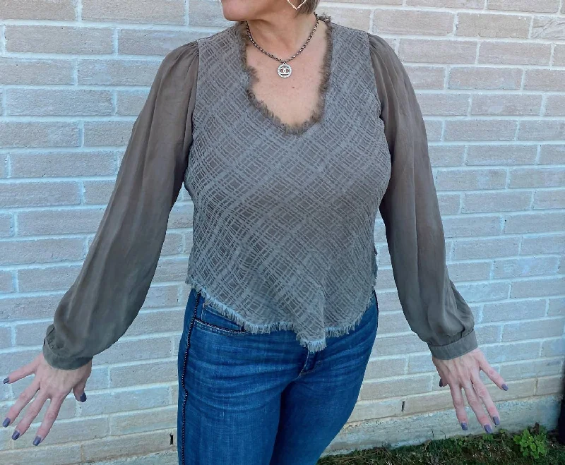 Unique Women's Fashion Pieces Blossom Top in Sandy Stone