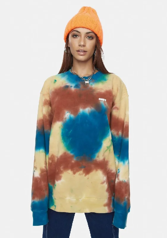 Clothes Sales Auburn Obey Bold 3 Premium Tie Dye Crewneck