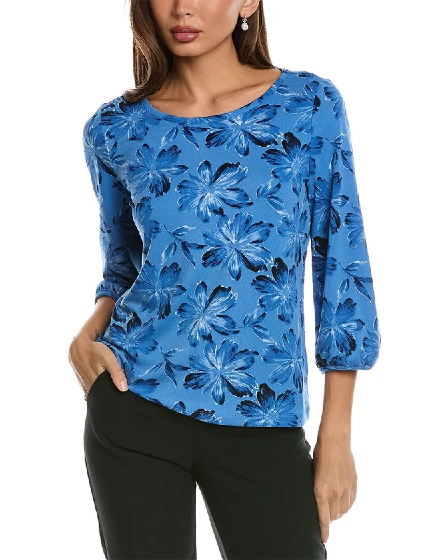 Trend Setting Wardrobe Jones New York Puff Cuff Basic Printed Top