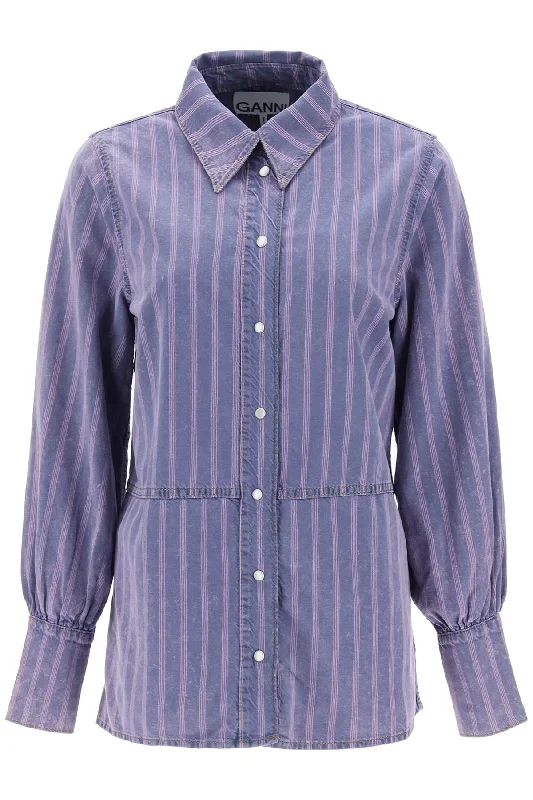 Crazy Price Slashing Ganni Women's Striped blue Shirt