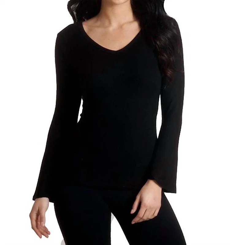 Daily Essentials Supersoft Bell Sleeve Top In Black