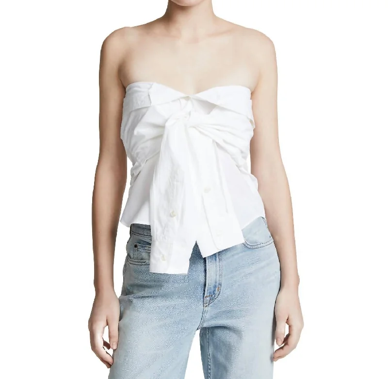 Women's Online Boutique Tied Up Shirt In White