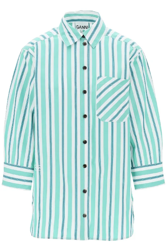 Season Offer Ganni Women's "Oversized Striped Poplin Shirt