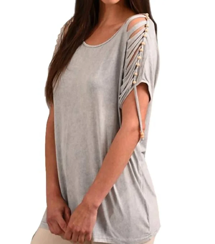 Discover Now Stone Wash Cut Out Beaded Top In Slate