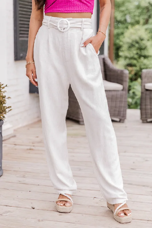 Casual Dresses for Women Little Unpredictable Belted Linen Pants FINAL SALE