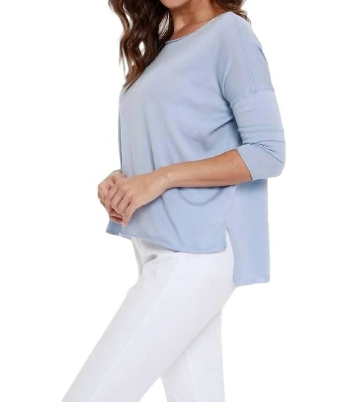 Style Versatile Women's Collection Casual High Low Top In Sky Blue