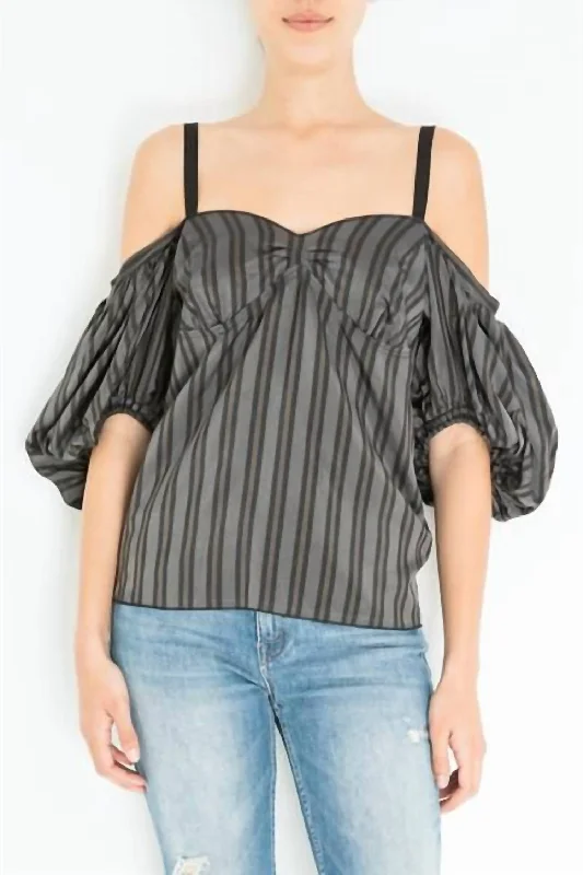 Buy More, Save More Off Shoulder Stripe Top In Grey