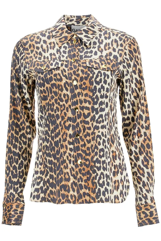 End Of Season Sale Clothing Ganni Women's Leopard Print Satin Shirt