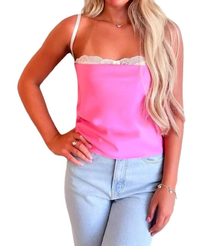 Exclusive Women's Fashion Collection Sweet Escape Satin Top In Pink