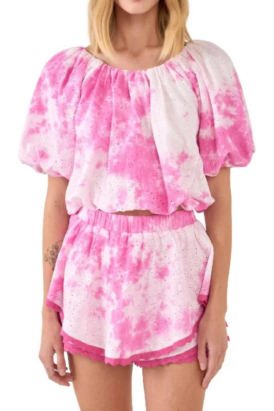 Free Spirited Fashion Tie Dye Eyelet Set In Pink