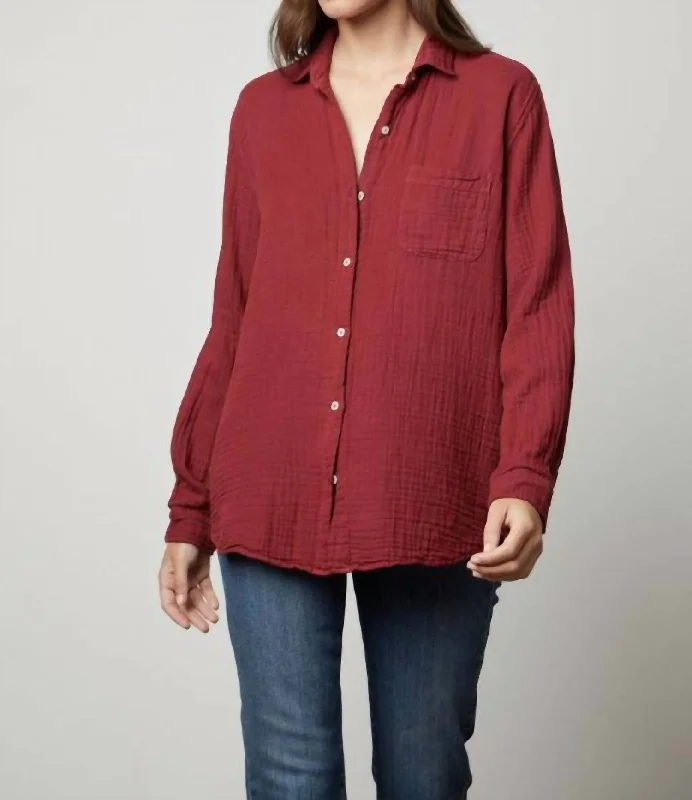 Boutique Styles Margo Top In Malbec