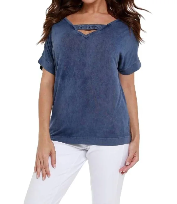 Stylish Savings Front To Back Braided Top In Denim