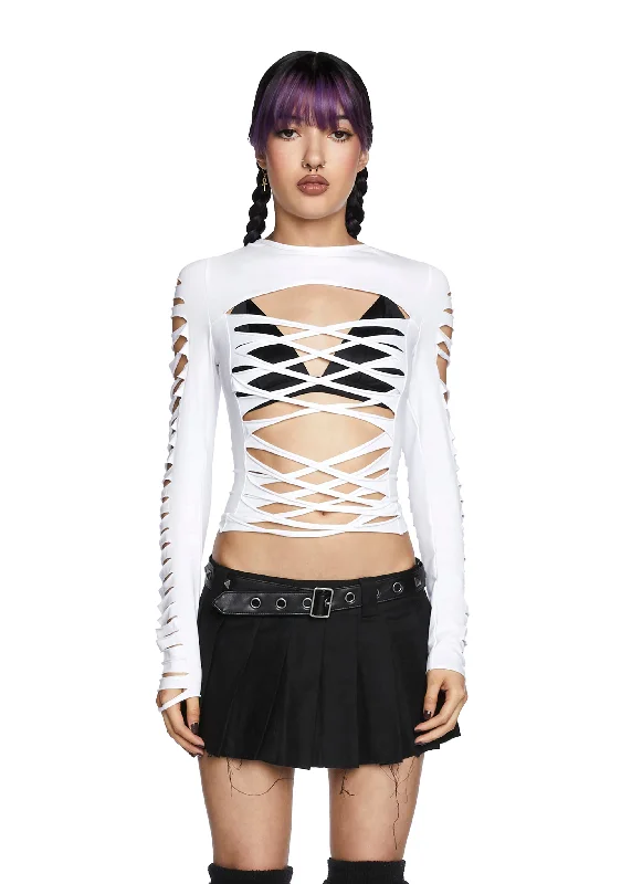 Stylish Savings Deviant Curfew Cut-Out Top - White