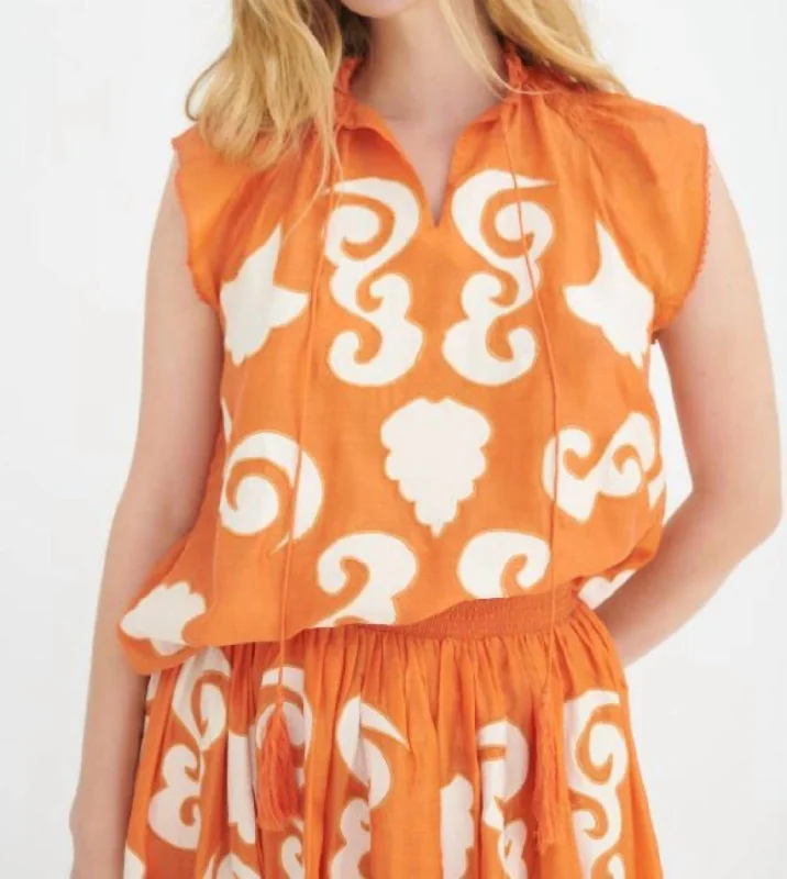 Flash Sale Starts Thuli Patch Embroidered Top In Gagan Tangerine