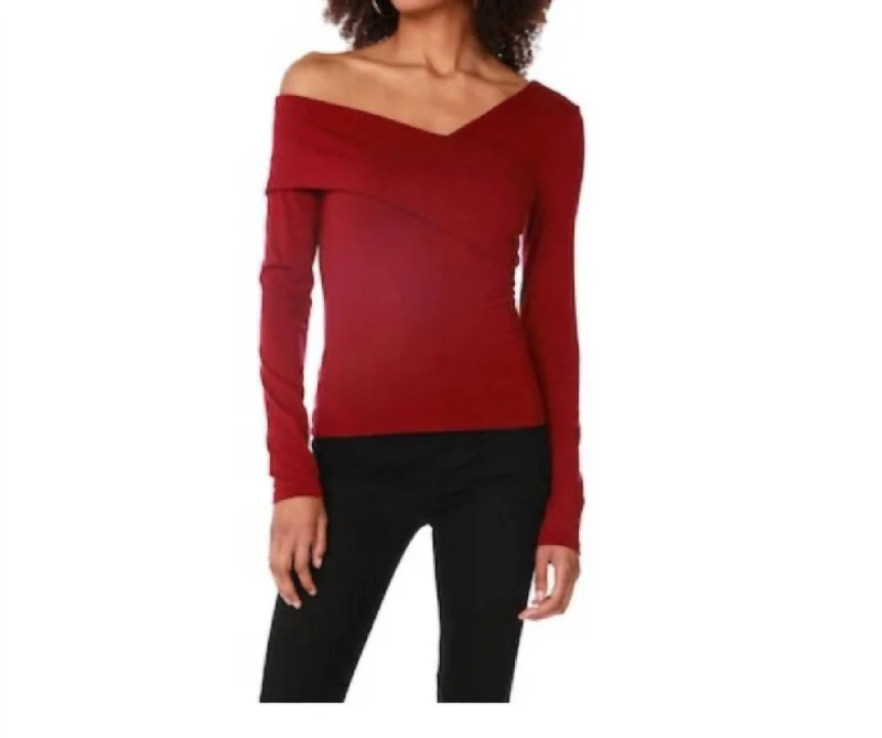 Limited Stock, Big Discounts Asymmetric Wrap Top In Pinot