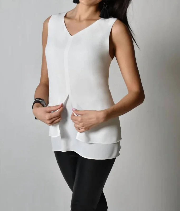 Elegant Women's Fashion Woven Top In Off White