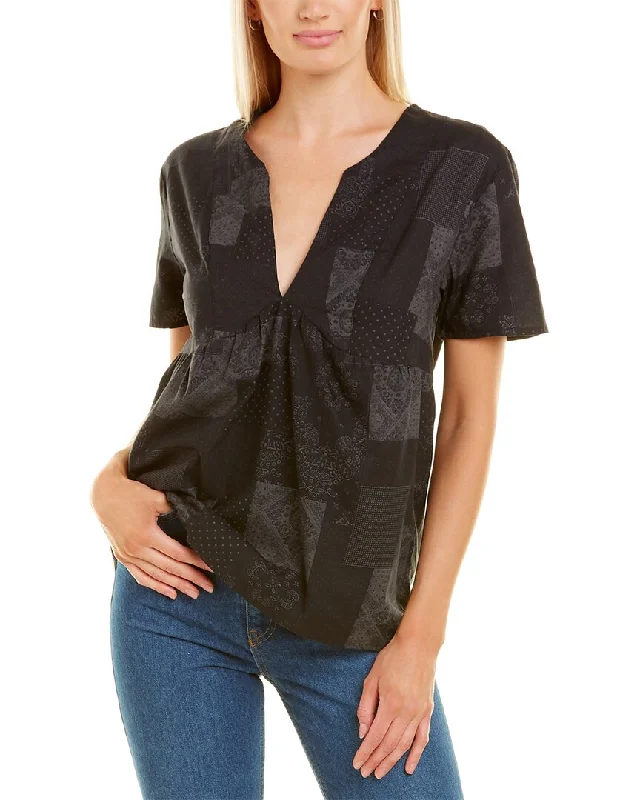 Trendy Women's Wear Collection James Perse Patchwork Pring Top