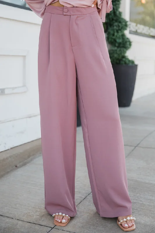 Seasonal Picks It's Your Day Mauve Wide Leg Trousers FINAL SALE