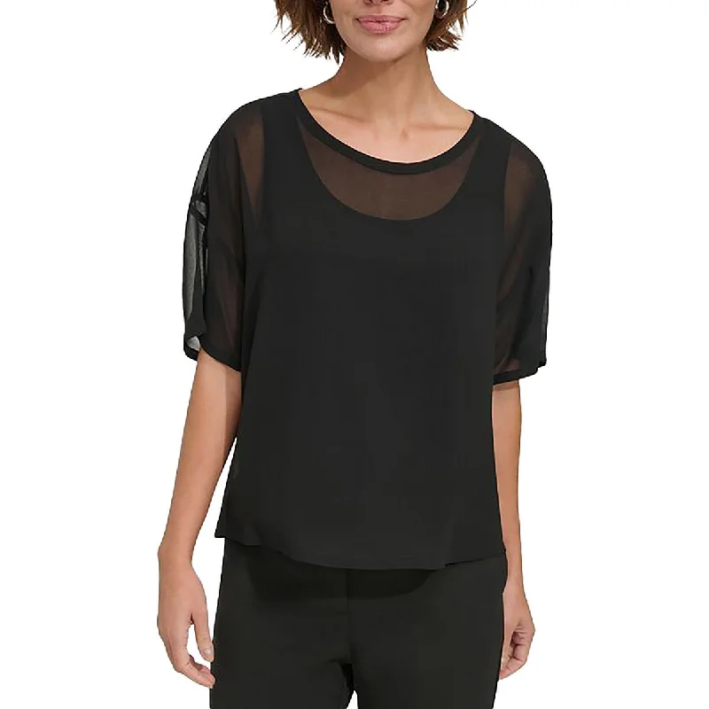 Redefining Women's Style Womens Chiffon Scoop Neck Shell