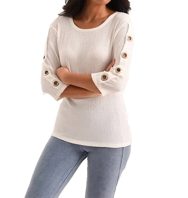 Dive Into Trendy Styles Janelle Grommet Sleeve Top In White