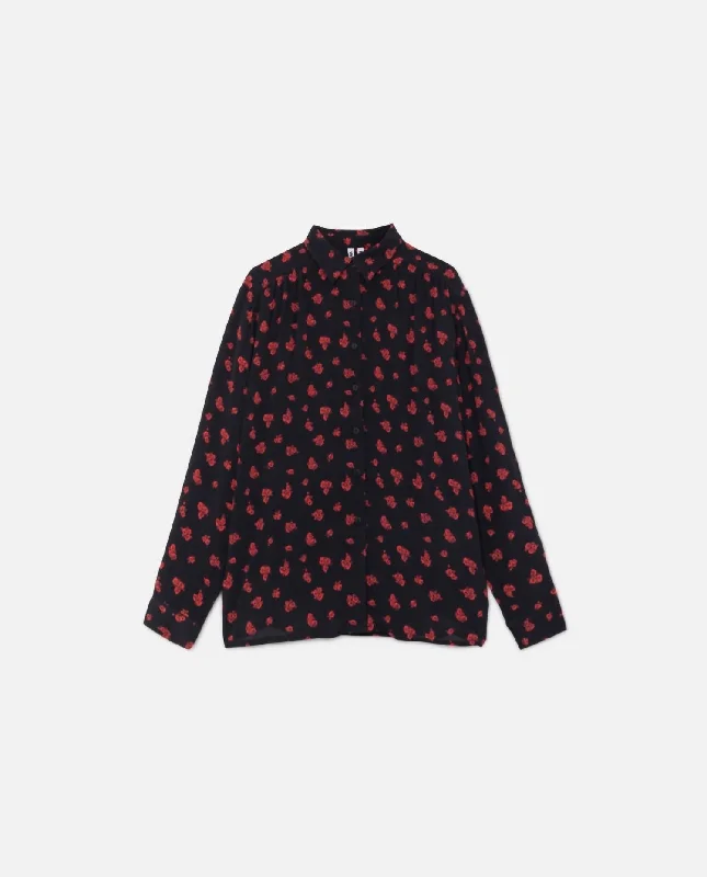 Flash Discount Fluid Shirt In Red Flower Print