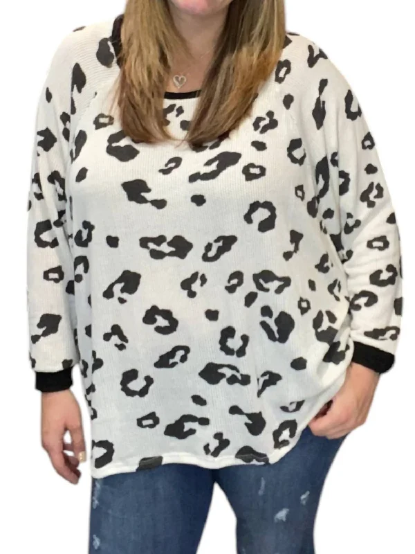 Step Ahead, Lead The Trend Animal Print Waffle Shirt In Black/white