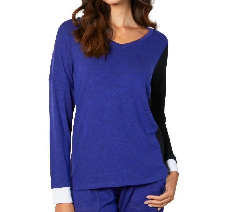 Fashion Forward, Function First V-Neck Top In Indigo Combo