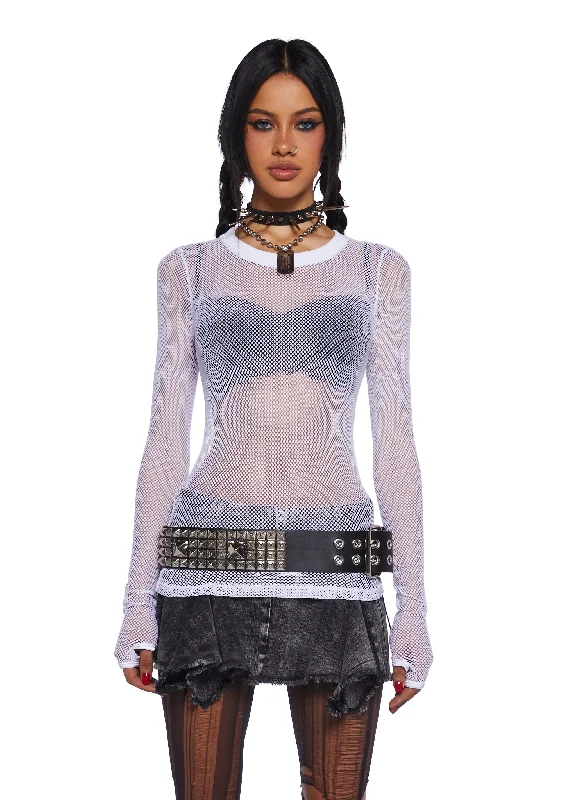 Chic Outfits See Thru Me Fishnet Top - White