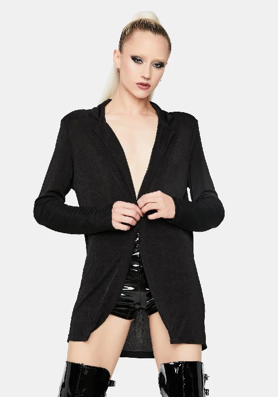 Trendy Urban Attire Noir Talk The Talk Oversized Blazer