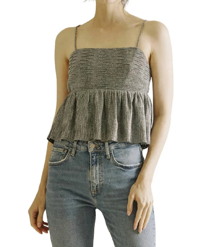 Women Apparel Ruffle Top In Silver