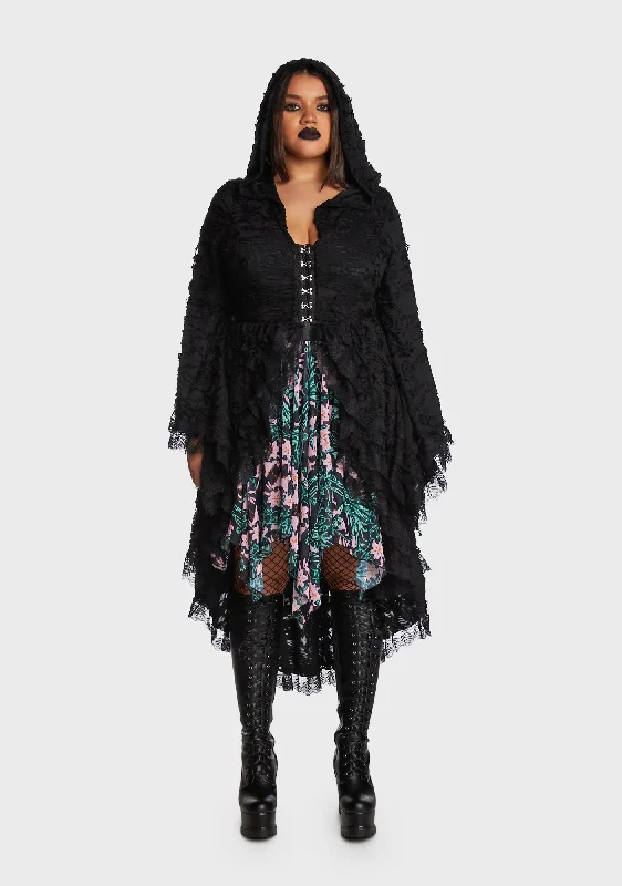 Vibrant Femme Fashion Plus Mess Of Me Distressed Duster - Black