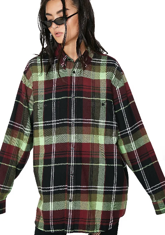 Sophisticated Women's Fashion 90's Check Conduct Shirt