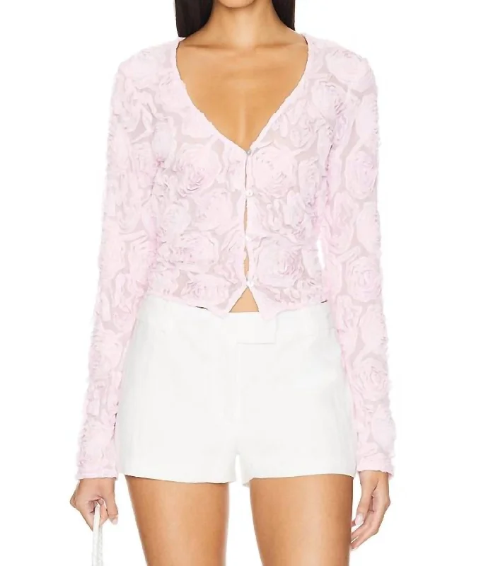 Trendy Online Boutiques Maxene Top In Rosette Mesh Pink