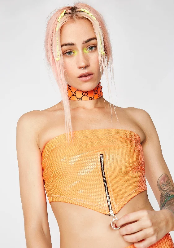 Casual Wear Agent Orange Tube Top