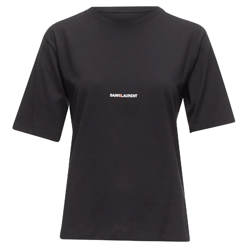 Fashion Forward Saint Laurent Cotton Box Logo Boxy Half Sleeve Tshirt