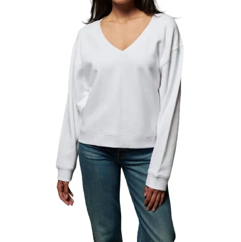 All Season Fashion Collection Wyatt Oversized V-Neck Top In White