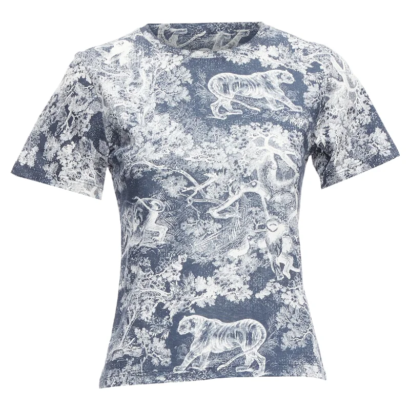 Chic & Cozy Apparel Dior Toile De Jouy Tree Tiger Print Cotton Linen Casual Tshirt