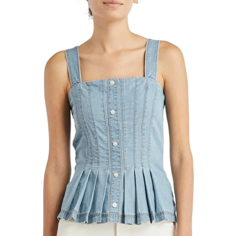 Holiday Discount Laura Denim Top In Cold Water