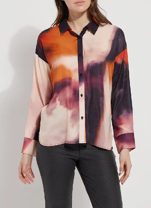 Trendy Women's Apparel for All Seasons Printed Stitched Satin Shirt