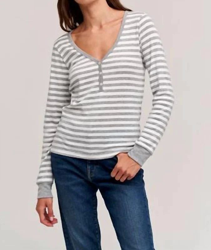 Quality Driven Apparel Joni Top In Grey Stripe