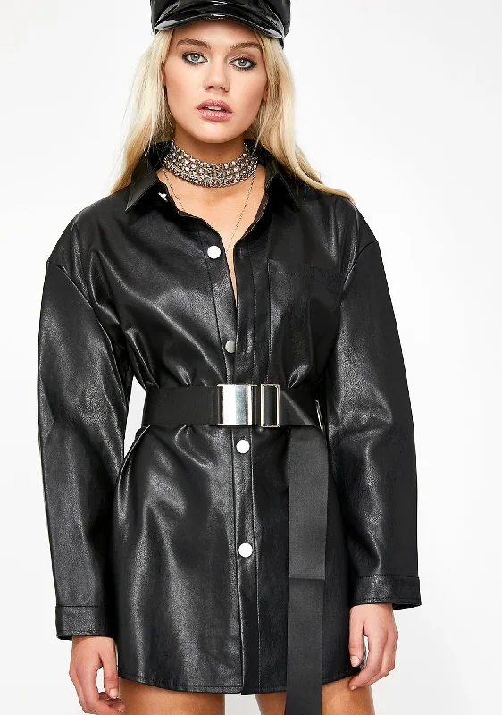 Fashion Women's Clothing Wicked Silent Killa Leather Shirt