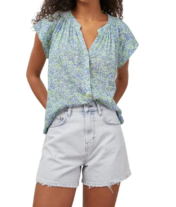 Latest Fashion Alena Top In Blue Green Wildflower