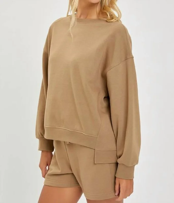 Outfits Ideas Oversized Step Hem Shirt - Mocha