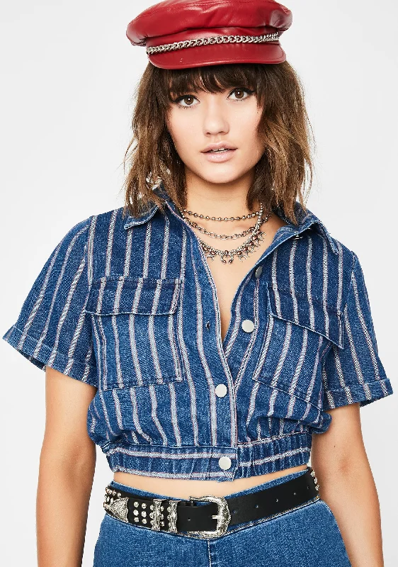 Chic Style, Always In Vogue Workin' Overtime Denim Top