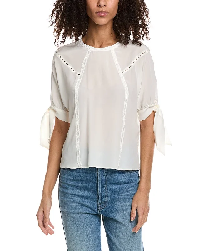 Trendy Casual Outfits The Kooples Tie Sleeve Silk Top